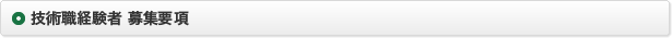 技術職経験者 募集要項